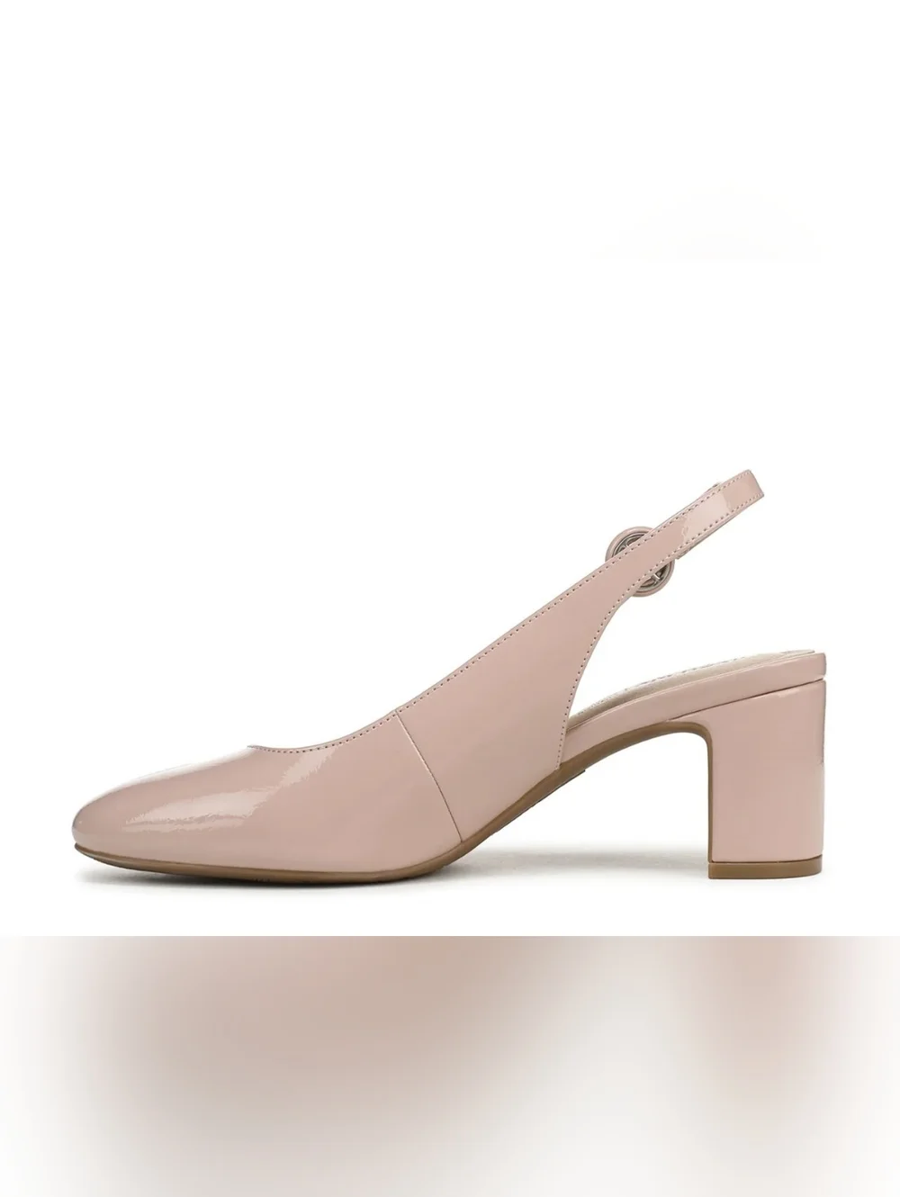 NEW LifeStride Tia Slingback Block Heel Pump in Beige Patent Size 10